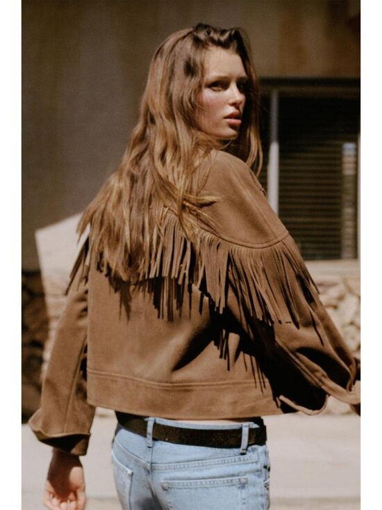 Zara Jackets & Blazers - ZARA FRINGED FAUX SUEDE JACKET